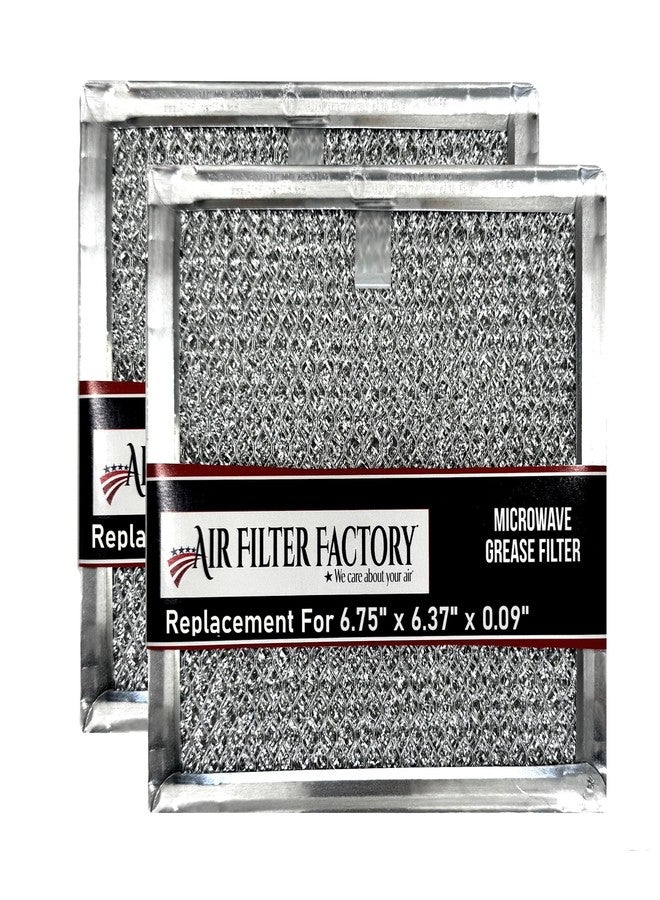 Air Filter Factory 12-Layer 6.75" x 6.37" Pull Tab Microwave Grease Filter Replacements For Many GE, Frigidaire, Samsung & Kenmore Microwave Oven Models Filter Set Of 2 (Pull Tab Long Side) - Image 1