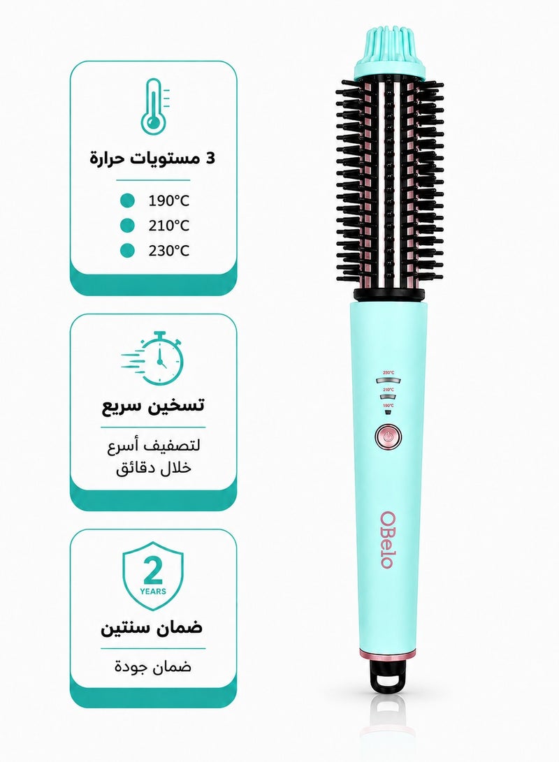 OBeLo Heated Hair Brush – Silent Hair Dryer – Professional Straightening and Styling with Fast Heating, Adjustable Temperature Control, and Ionic Technology for Smooth, Shiny, Frizz-Free Hair - Image 2