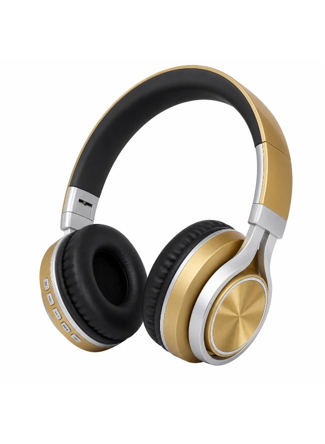 سمارت لينك سماعة رأس لاسلكية SmarTLink SL512WBT بلوتوث 5.0 باللون الذهبي مع ميكروفون ومدخل 3.5 مم ودعم بطاقة MicroSD - Image 1