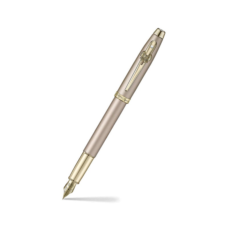 Sheaffer 100 Eip 9377 Champagne Gold Fountain Pen (Fine) With Champagne Gold Trims And Bow-Shaped Clip Emblem - Image 1