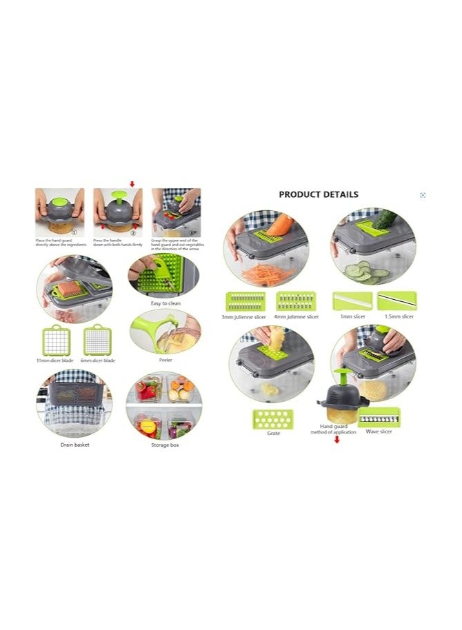 Vegetable Chopper, 22-in-1 Kitchen Mandoline with Storage Baskets and Carrying Handle, Vegetable Slicer Food Chopper for Onion Veg Garlic Potato Salad Mini Dicer Chopper Cutter - Image 4