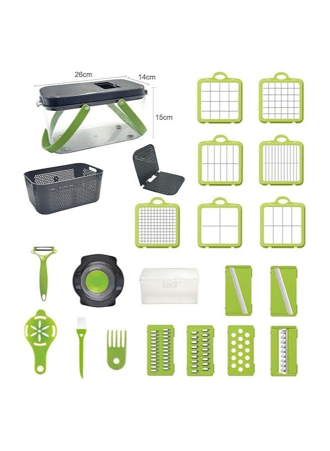 Vegetable Chopper, 22-in-1 Kitchen Mandoline with Storage Baskets and Carrying Handle, Vegetable Slicer Food Chopper for Onion Veg Garlic Potato Salad Mini Dicer Chopper Cutter - Image 2