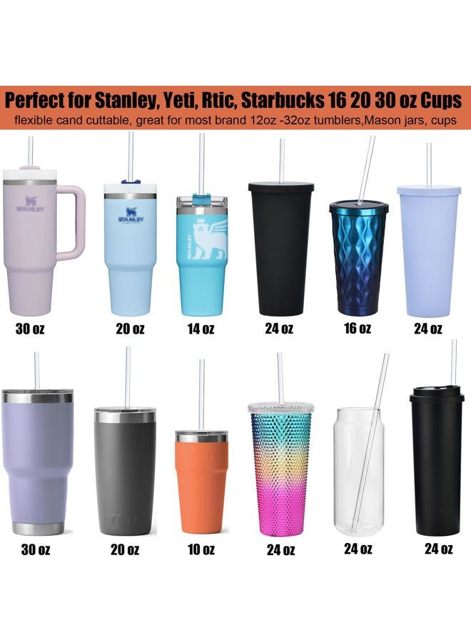 ALINK 12-Pack Reusable Hard Plastic Clear Straws, 10.5 in x 0.3 in Tumbler Straws for 16 OZ 20 OZ 30 OZ Stanley, YETI, Starbucks Tumblers with Cleaning Brush - Image 4