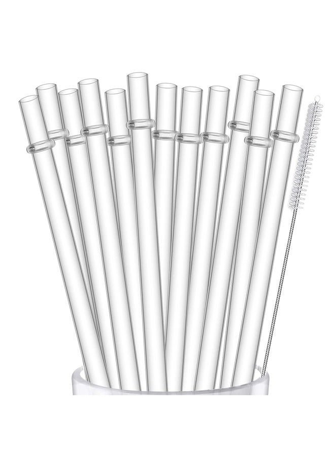 ALINK 12-Pack Reusable Hard Plastic Clear Straws, 10.5 in x 0.3 in Tumbler Straws for 16 OZ 20 OZ 30 OZ Stanley, YETI, Starbucks Tumblers with Cleaning Brush - Image 1