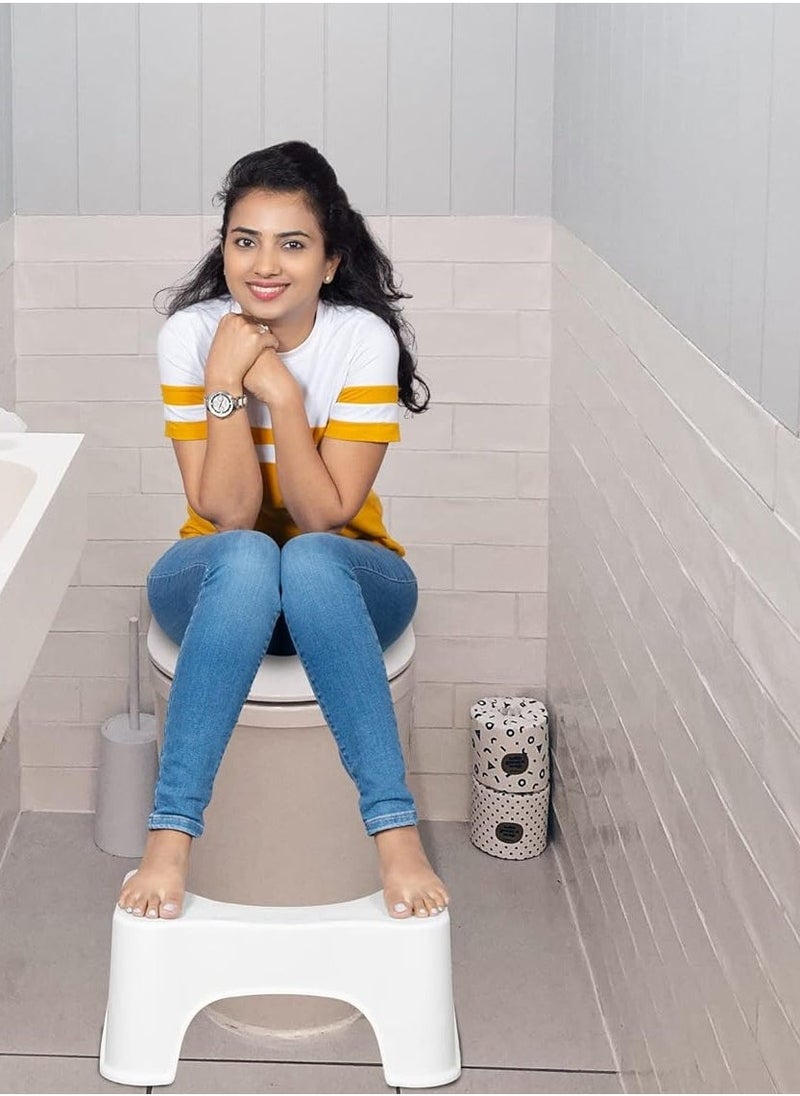 BGM Squat Toilet Seat Leg Stool 8 Inch (White) – Comfortable, Sturdy Foot Step for Western Toilets – Portable and Ergonomic Footrest for Potty – Made in India  - Image 4
