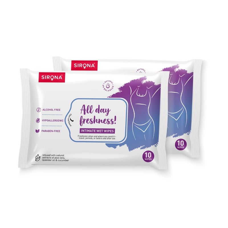Sirona Intimate Wet Wipes - 10 Wipes, Pack Of 2 - Image 5