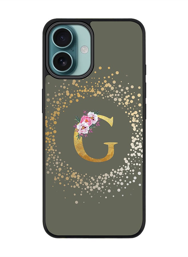 Stylizedd For iPhone 16 Plus Case [Compatible with MagSafe] Slim Magnetic cover Phone Case iPhone 16 Plus -Custom Monogram Floral - G (Olive Green ) - Image 1