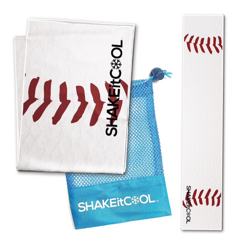 SHAKEitCOOL Original Cooling Towel â€“ Be Cool in Style - Heat Relief, Soft, Lightweight, Sun Protection, Easy Clean - Perfect for Biking, Running, Yoga, Gym, Gardening - Baseball - Image 1