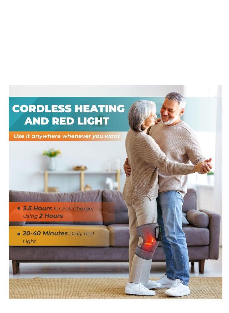 Cordless Heated Knee Brace with Heat and Red Light, 660nm850nm Rechargeable Light Belt Shoulder Support Brace Wrap Wearable Knee Shoulder Elbow Heating Pad with 5000mAh Battery - Image 4