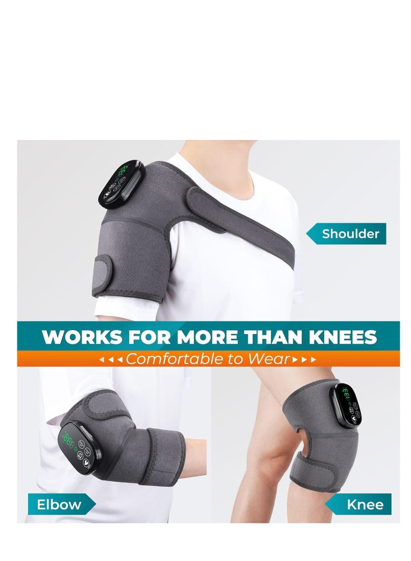 Cordless Heated Knee Brace with Heat and Red Light, 660nm850nm Rechargeable Light Belt Shoulder Support Brace Wrap Wearable Knee Shoulder Elbow Heating Pad with 5000mAh Battery - Image 5
