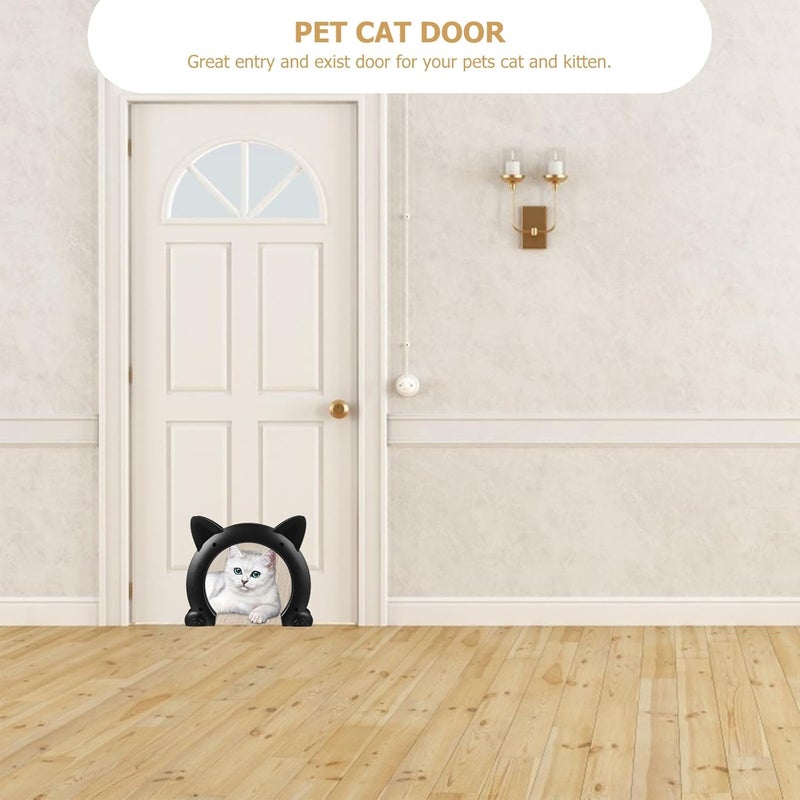 VICASKY Pet Built-in Cat Door with Lockable Flap Black Indoor Pet Hole Access for Cats and Small Dogs for Home Use - Image 3