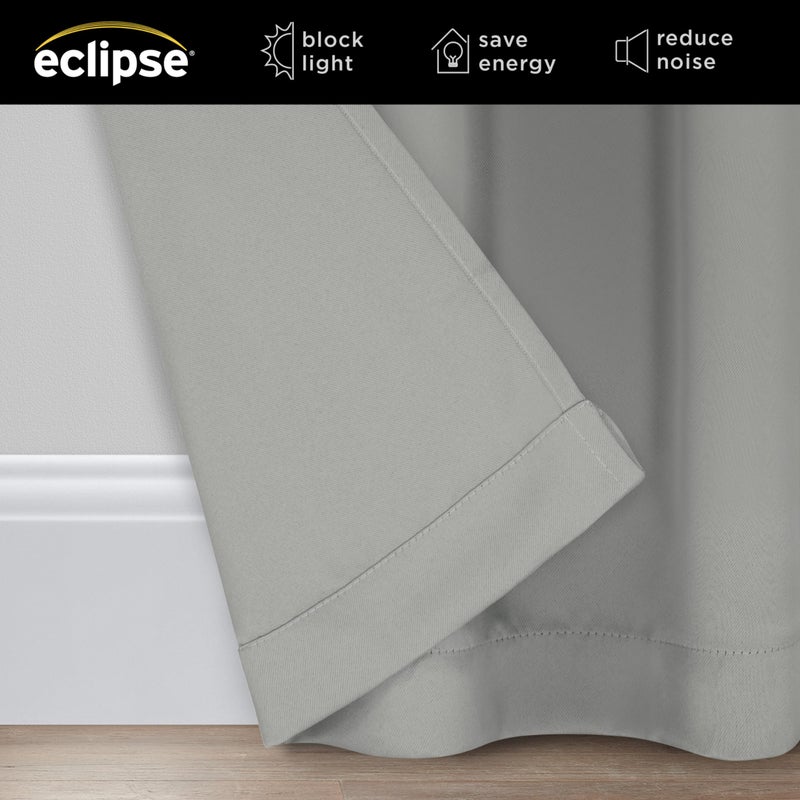 Eclipse Darrell Thermaweave Blackout Grommet Extra Wide 84" x 100" Sliding Patio Door Curtain Panel in Grey - Image 2