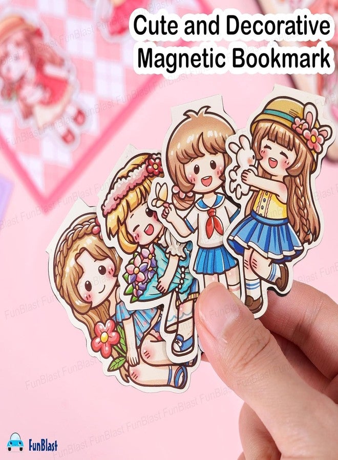 2HEET Kawaii Stickers & Magnetic Bookmarks Set, 20 PET Sheets, Japanese Style Washi Stickers, Magnet Clips for Kids, Students, Journaling, DIY Crafts, Pink-Blue - Image 2
