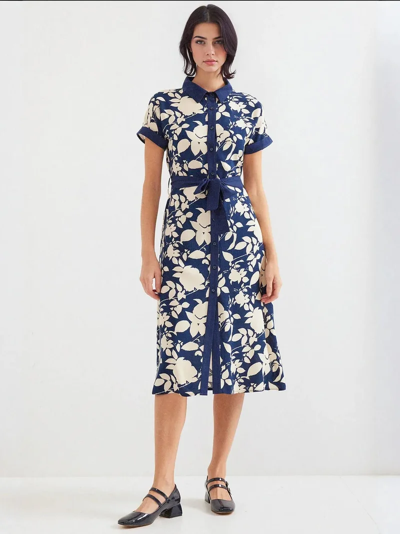 بيغ دارت فستان ميدي مزهر من  بفيونكة