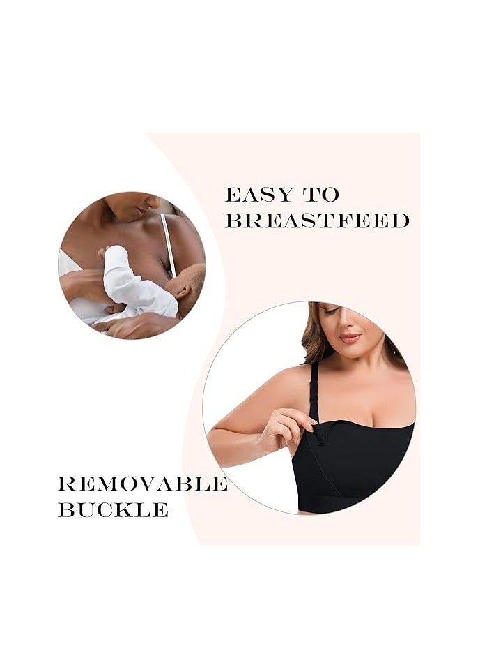 Women Maternity Pregnancy Nursing Bras - 3Pack(S-4XL) - Adjustable Comfortable Bralette  - Image 4