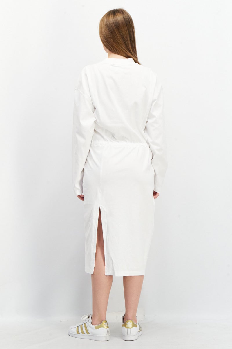 Adidas فستان رياضي نسائي بأكمام طويلة وميدي، أبيض - Image 2