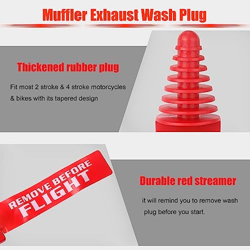 P1TOOLS Muffler Exhaust Wash Plug 0.8 "to 2.2" Wash Plug Red, Rubber Exhaust Silencer Wash Plug for 2 Stroke and 4 Stroke Motorcycle Dirt Bike and ATV, Quad Go Kart - Image 3