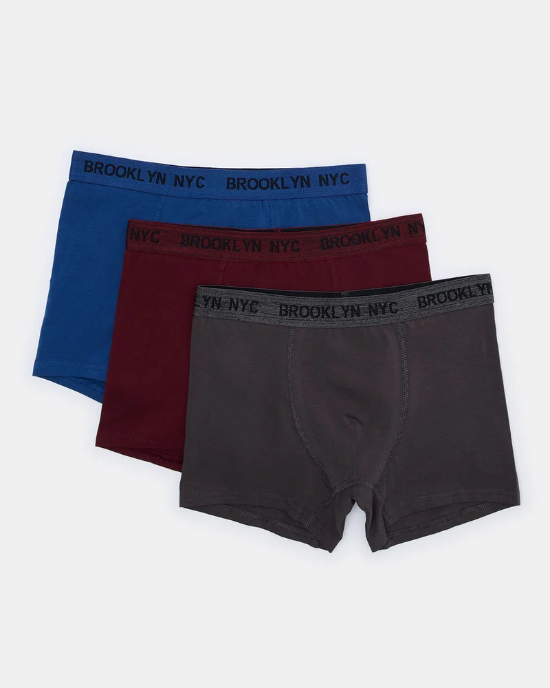 Redtag Senior Boys Cotton Stretch Boxer Briefs 3 Pack