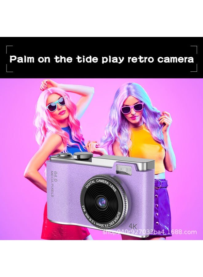 Generic CCD Style Retro 4K HD Portable Camera Student Digital Camera Children's Day Gift-Body Color:Pink  - Image 2