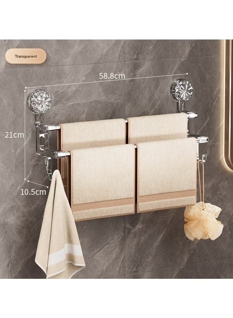 Beauenty Light Luxury Style No Drilling Suction Cup Towel Bar Bathroom Storage RackTowel Rack with Hooks - Image 2