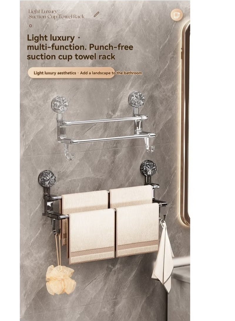 Beauenty Light Luxury Style No Drilling Suction Cup Towel Bar Bathroom Storage RackTowel Rack with Hooks - Image 3
