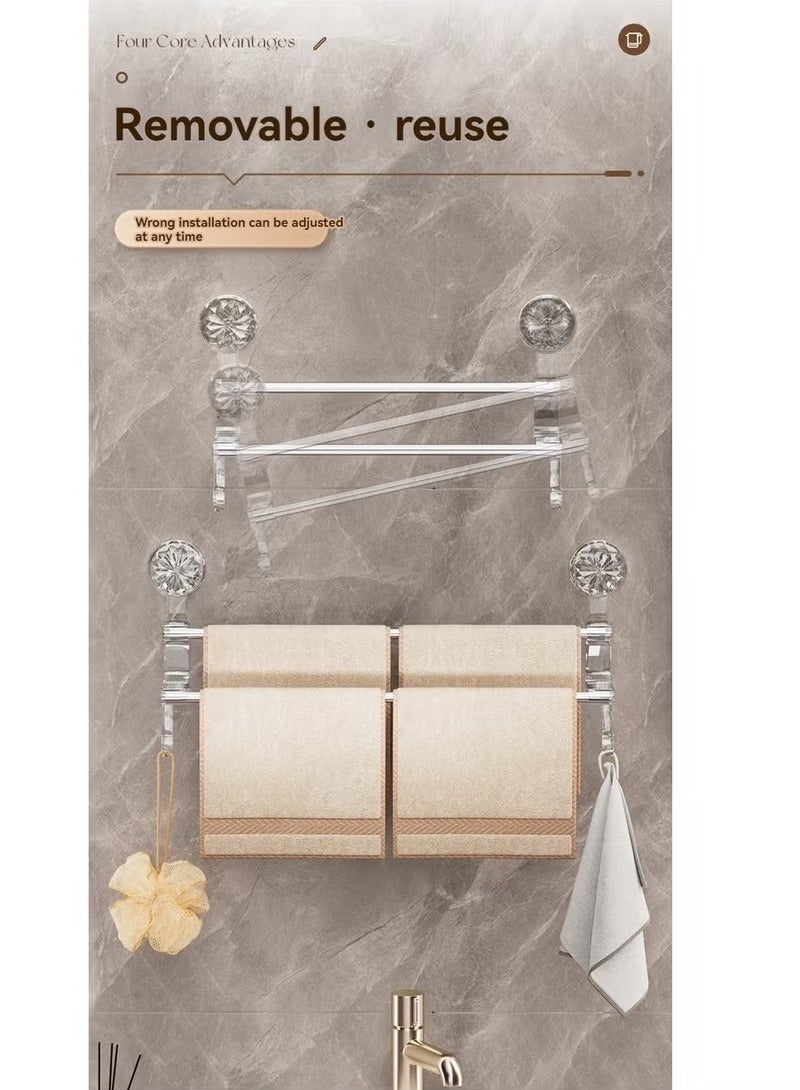 Beauenty Light Luxury Style No Drilling Suction Cup Towel Bar Bathroom Storage RackTowel Rack with Hooks - Image 5