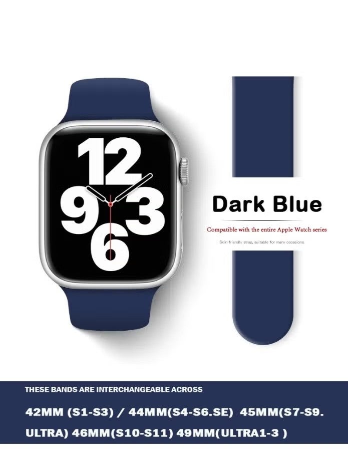 Smart Watch Apple Watchband 42MM/44MM/45MM/49MM Silicone Strap for Apple Watch All Series Dark Blue - Image 1