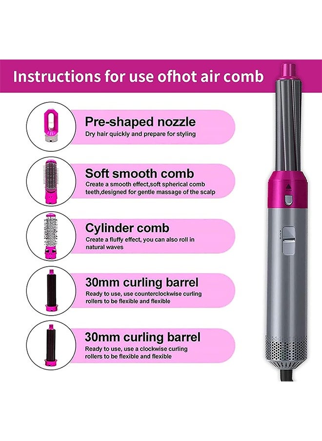 Gasin 5 in 1 Hair Dryer, Hair Straightener Comb Curling Brush with 5 Interchangeable Barrels, Smoothing Iron Styling Tools for Drying Combing Styling Straightening Curling Scalp Massage Styling  - Image 3