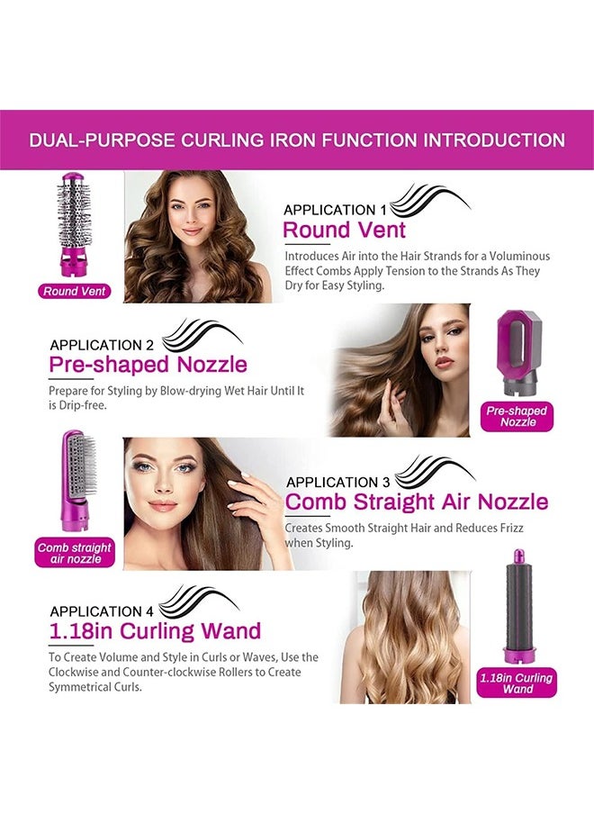 Gasin 5 in 1 Hair Dryer, Hair Straightener Comb Curling Brush with 5 Interchangeable Barrels, Smoothing Iron Styling Tools for Drying Combing Styling Straightening Curling Scalp Massage Styling  - Image 4