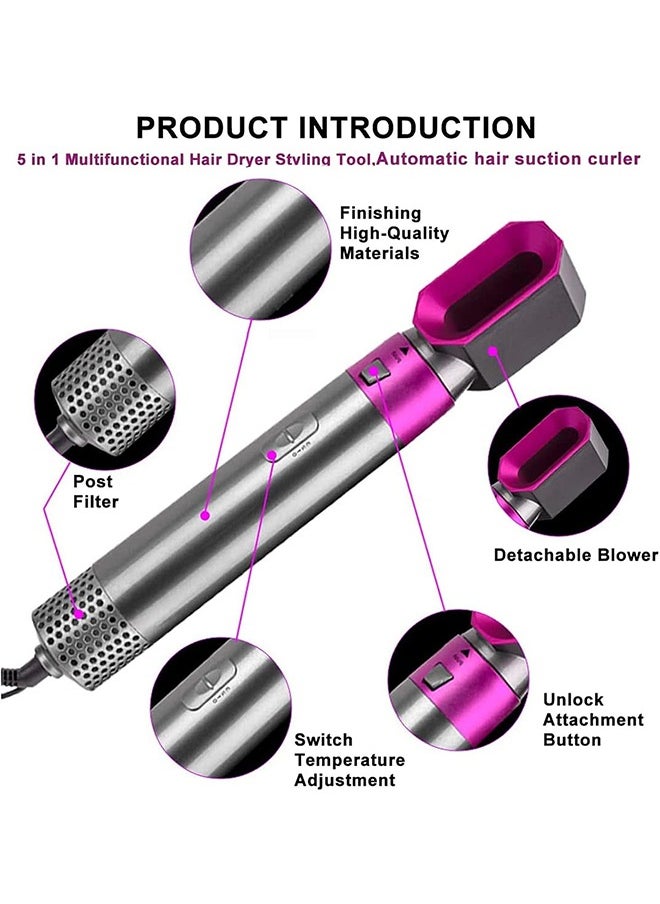 Gasin 5 in 1 Hair Dryer, Hair Straightener Comb Curling Brush with 5 Interchangeable Barrels, Smoothing Iron Styling Tools for Drying Combing Styling Straightening Curling Scalp Massage Styling  - Image 2
