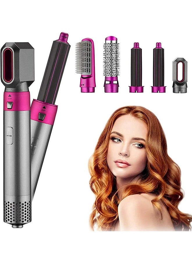 Gasin 5 in 1 Hair Dryer, Hair Straightener Comb Curling Brush with 5 Interchangeable Barrels, Smoothing Iron Styling Tools for Drying Combing Styling Straightening Curling Scalp Massage Styling  - Image 1