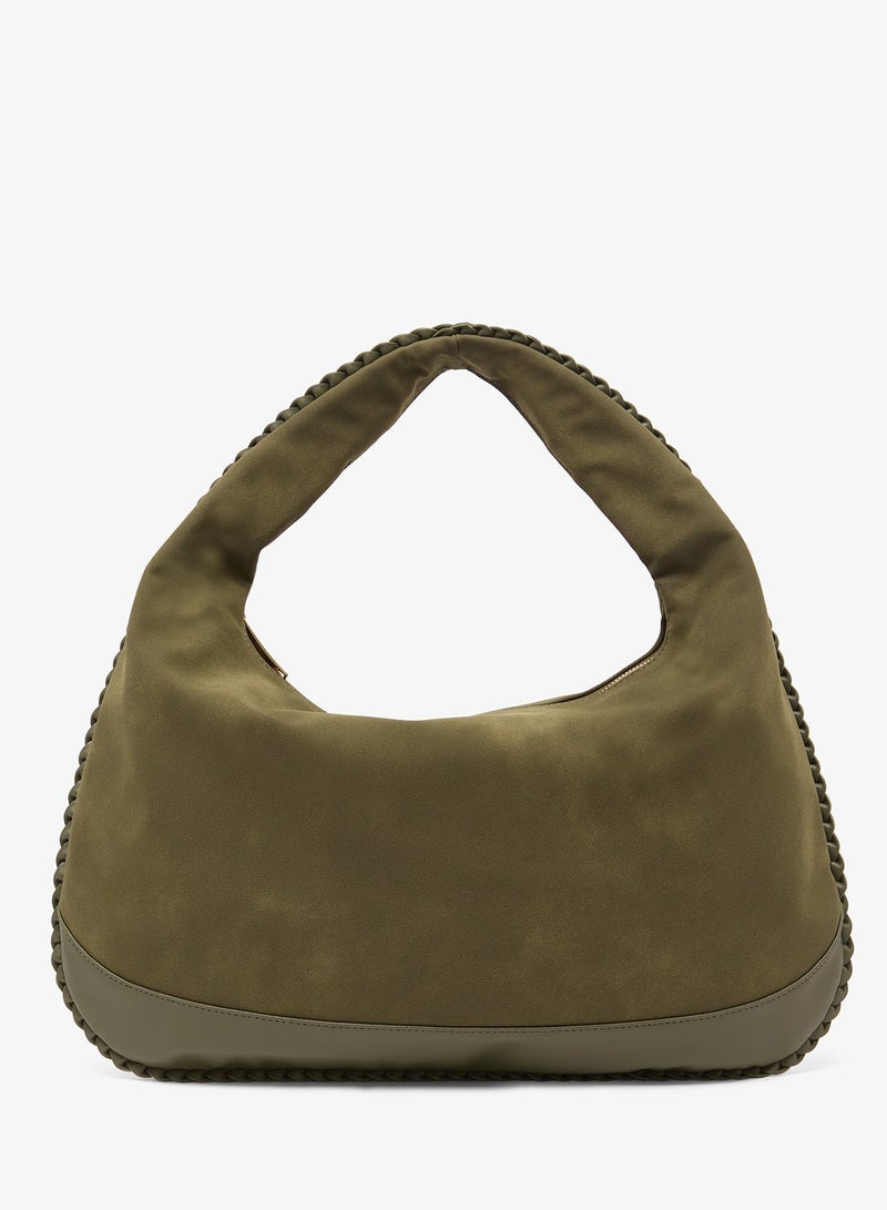 ELLA suede slouch shoulder bag with bead detailing - Image 3