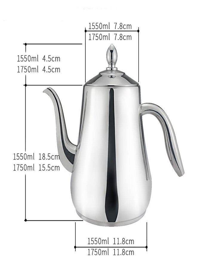 SANQIAHOME إبريق شاي من الفولاذ المقاوم للصدأ من سانكيا هوم مع مصفاة، فضي، 58 أونصة - Image 3