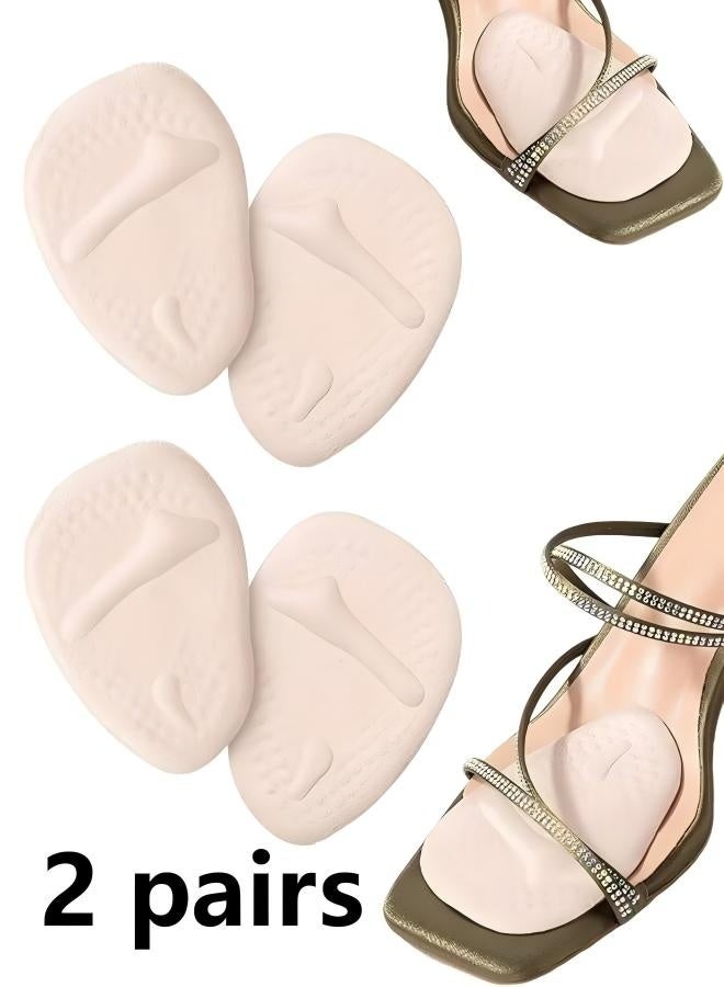 2Pairs Women Ball of Foot Cushions Anti Sliding Foot Pads for Open Toe Shoes Heel Inserts for Women, No Slip Heel Grips Liners Shoe Pads for Loose Shoe Blisters (Skin Color) - Image 1