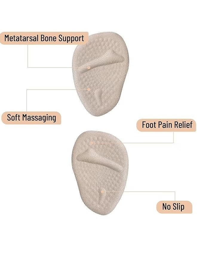 2Pairs Women Ball of Foot Cushions Anti Sliding Foot Pads for Open Toe Shoes Heel Inserts for Women, No Slip Heel Grips Liners Shoe Pads for Loose Shoe Blisters (Skin Color) - Image 2