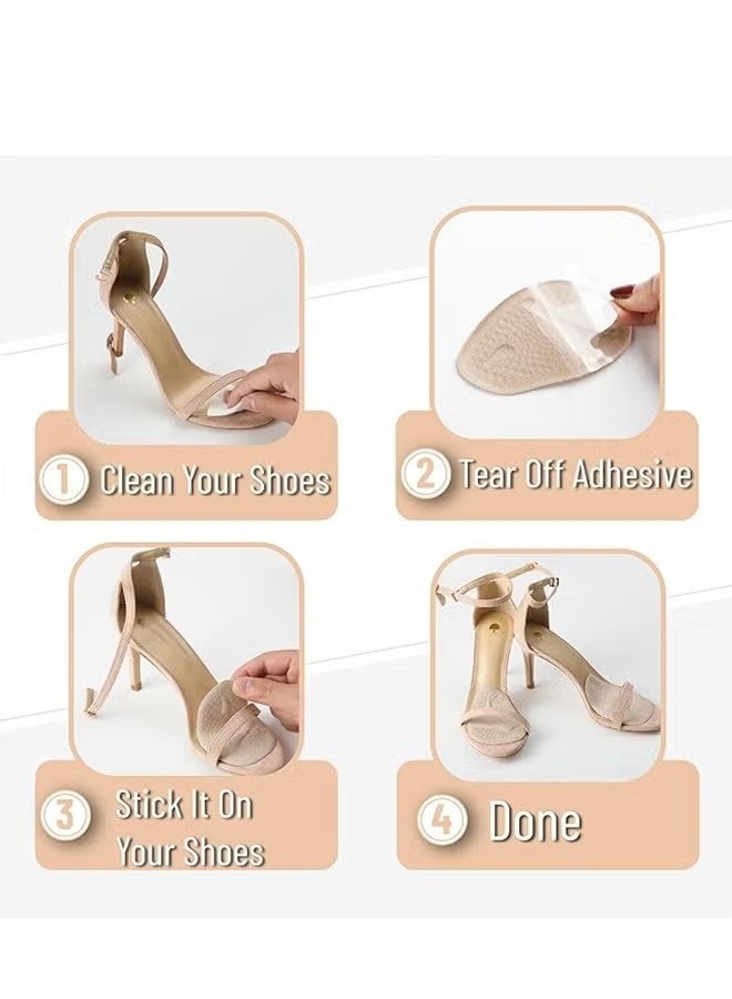 2Pairs Women Ball of Foot Cushions Anti Sliding Foot Pads for Open Toe Shoes Heel Inserts for Women, No Slip Heel Grips Liners Shoe Pads for Loose Shoe Blisters (Skin Color) - Image 4
