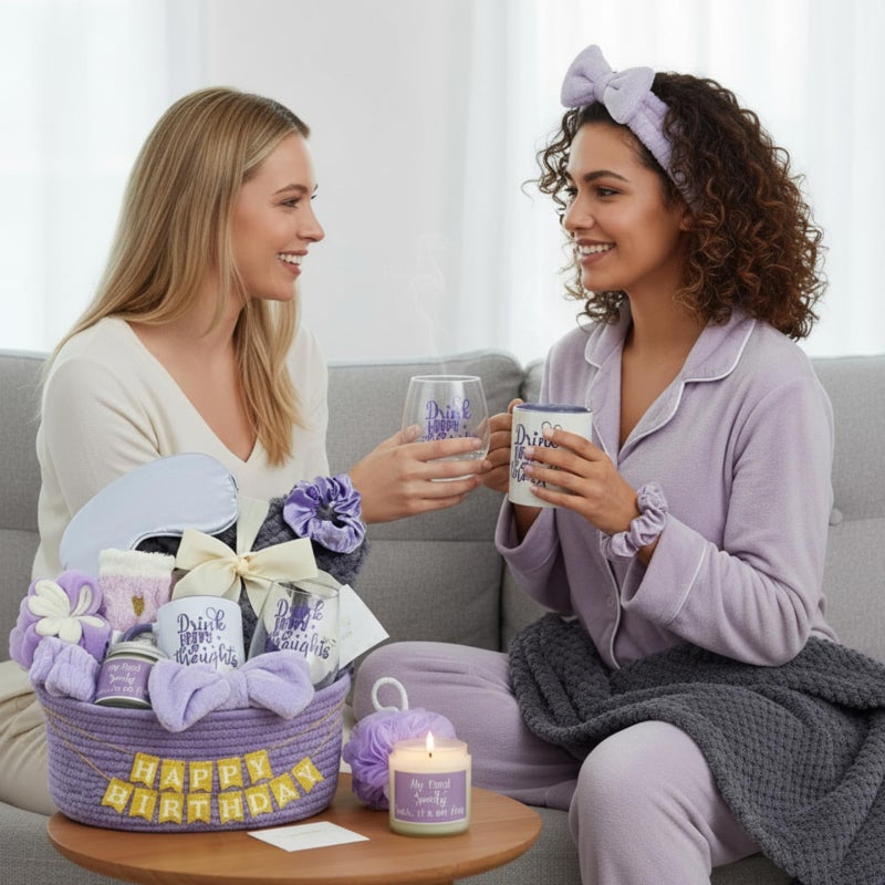 Zopeal طقم سلة هدايا زوبيل لعيد الميلاد للنساء هدايا اعتناء بنفسك للشفاء العاجل لها هدايا ملهمة للاسترخاء لصديقة أو أخت أو زوجة أو جدة أو صديقة (بنفسجي) - Image 5