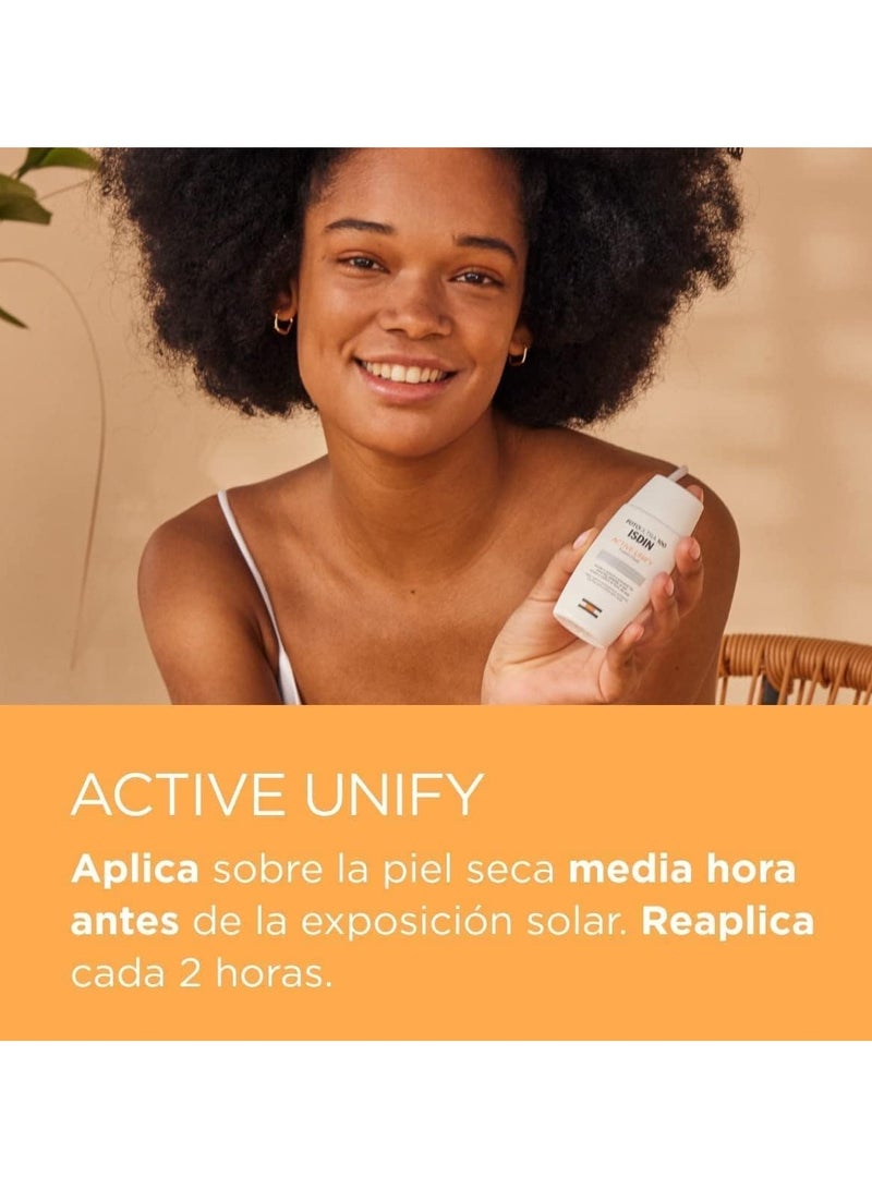 آيسدين سوتيكز Isdin Fotoultra 50 Active Unify Fusion Fluid Color - SPF 50+ واقي من الشمس للبشرة الحساسة، لون بشرة موحد، 50 مل لجميع أنواع البشرة - Image 5