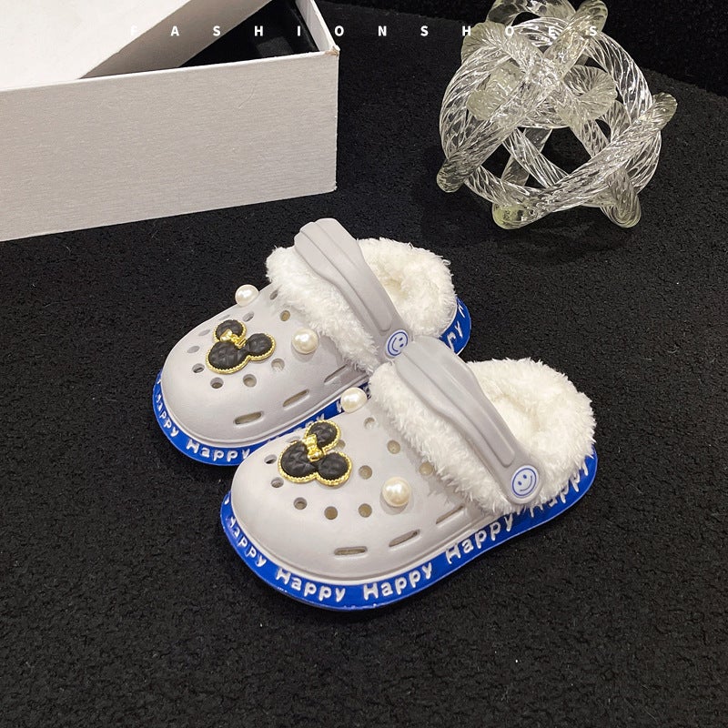 Children'S Hole Shoes Winter Eva Thick-Soled Cotton Slippers Home Parent-Child Warm Deodorant Cotton Slippers - Image 3
