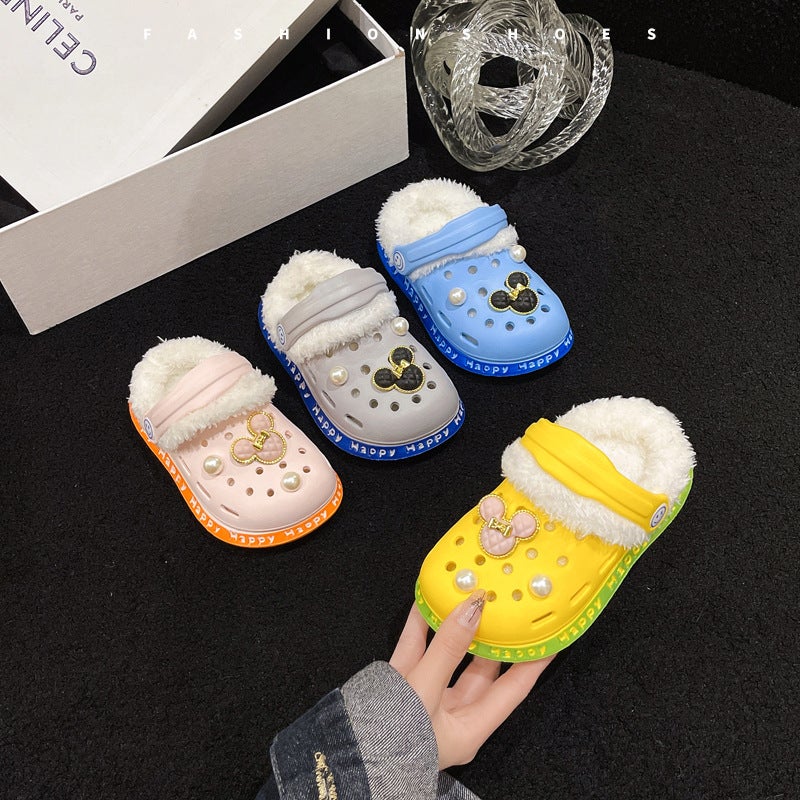 Children'S Hole Shoes Winter Eva Thick-Soled Cotton Slippers Home Parent-Child Warm Deodorant Cotton Slippers - Image 4