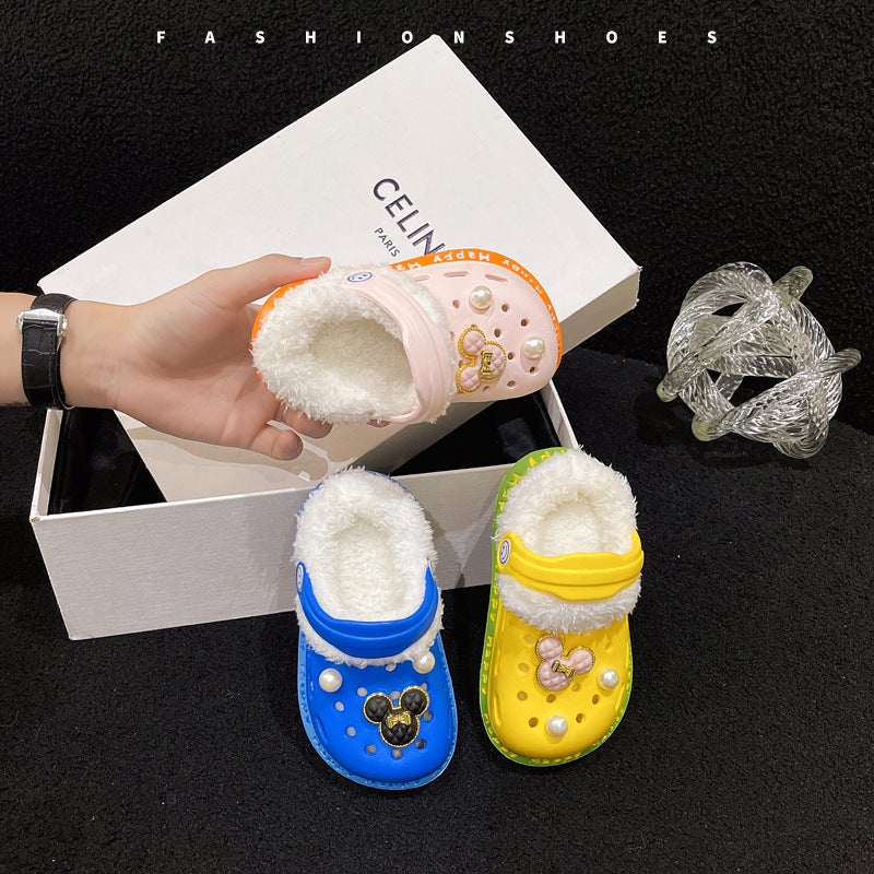 Children'S Hole Shoes Winter Eva Thick-Soled Cotton Slippers Home Parent-Child Warm Deodorant Cotton Slippers - Image 2