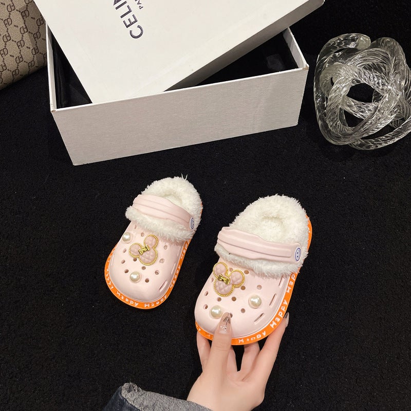 Children'S Hole Shoes Winter Eva Thick-Soled Cotton Slippers Home Parent-Child Warm Deodorant Cotton Slippers - Image 1