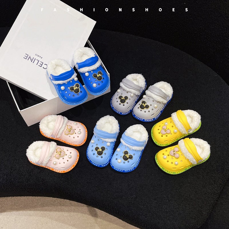 Children'S Hole Shoes Winter Eva Thick-Soled Cotton Slippers Home Parent-Child Warm Deodorant Cotton Slippers - Image 5
