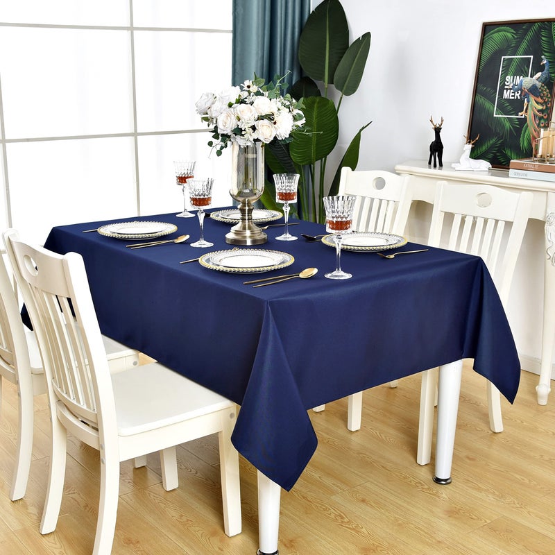 Kaipho Navy Blue Square Tablecloth مقاومة للماء مقاومة للتجاعيد طاولة خالية من القماش 210GSM البوليستر القابلة للمسح للمآدب الداخلية والخارجية الزانق/مستطيلة 60 × 60 بوصة - Image 1