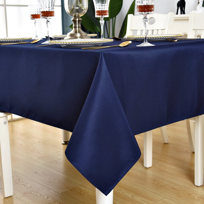 Kaipho Navy Blue Square Tablecloth مقاومة للماء مقاومة للتجاعيد طاولة خالية من القماش 210GSM البوليستر القابلة للمسح للمآدب الداخلية والخارجية الزانق/مستطيلة 60 × 60 بوصة - Image 2