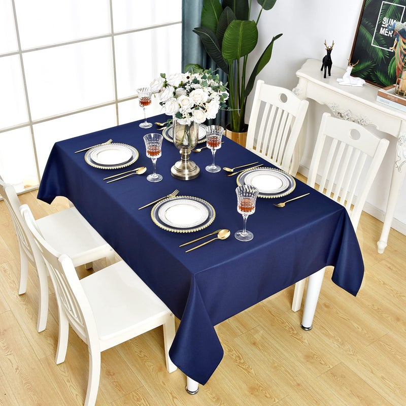 Kaipho Navy Blue Square Tablecloth مقاومة للماء مقاومة للتجاعيد طاولة خالية من القماش 210GSM البوليستر القابلة للمسح للمآدب الداخلية والخارجية الزانق/مستطيلة 60 × 60 بوصة - Image 5