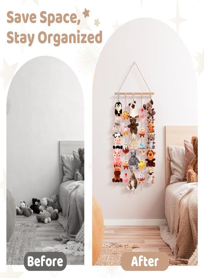 MASHDE Hanging Stuffed Animal Storage, 40" Cotton Plushies Storage with 5 Hanging Chains 30 Metal Clips for Stuffed Animal Display, Plush Holder for Over the Door Wall Corner (White) - Image 4