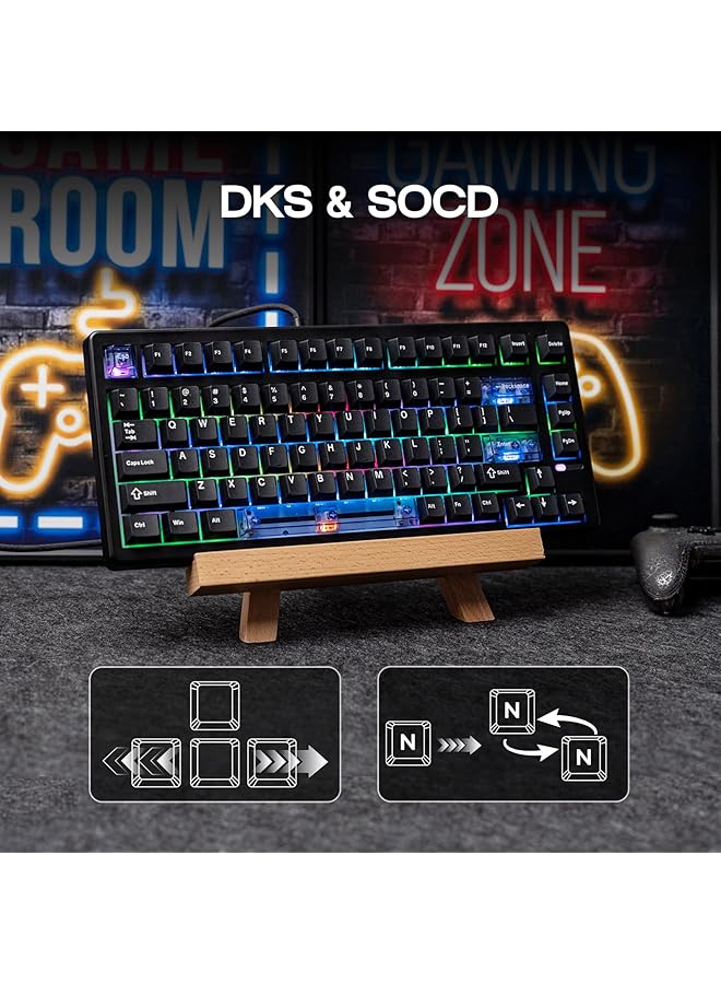 EPOMAKER He80 Hall Effect Gaming Keyboard 8K Polling & 32K Scan Creamy Gasket Dks Socd Hot Swappable Rgb Backlit Wired Gaming Keyboard For Pc & Mac (Black) - Image 5