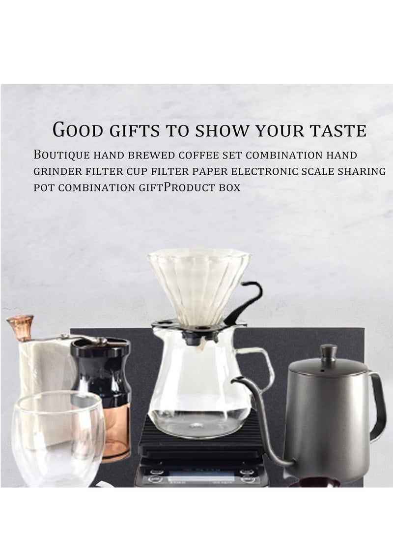 BlueFire V60 Pour Over Coffee Maker Set – Portable Manual Coffee Kit with Gooseneck Kettle, Digital Scale, Glass Dripper, Double-Wall Mug, Manual Grinder, 100 Filters & Travel Case – Perfect for Camping, Travel & Home Brewing – Ideal Gift for Coffee Enthusiasts - Image 4