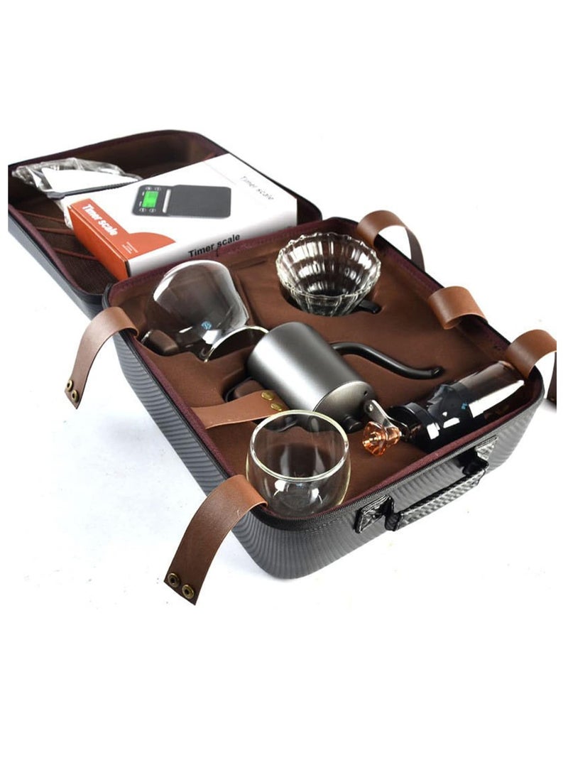 BlueFire V60 Pour Over Coffee Maker Set – Portable Manual Coffee Kit with Gooseneck Kettle, Digital Scale, Glass Dripper, Double-Wall Mug, Manual Grinder, 100 Filters & Travel Case – Perfect for Camping, Travel & Home Brewing – Ideal Gift for Coffee Enthusiasts - Image 2